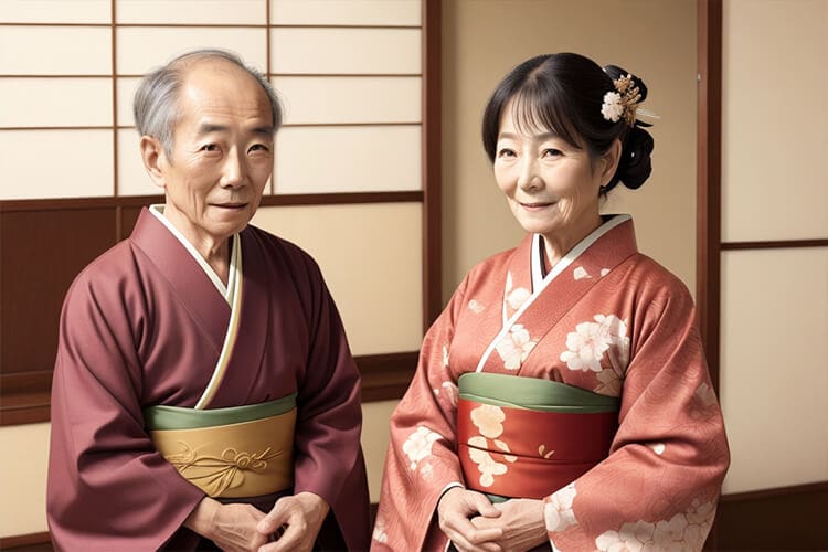 matrimonio japonés vestidos con kimono
