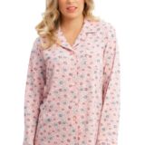 Pijama de invierno abierto flores rosas