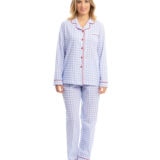 Pijama de mujer manga larga 100% algodón plumeti
