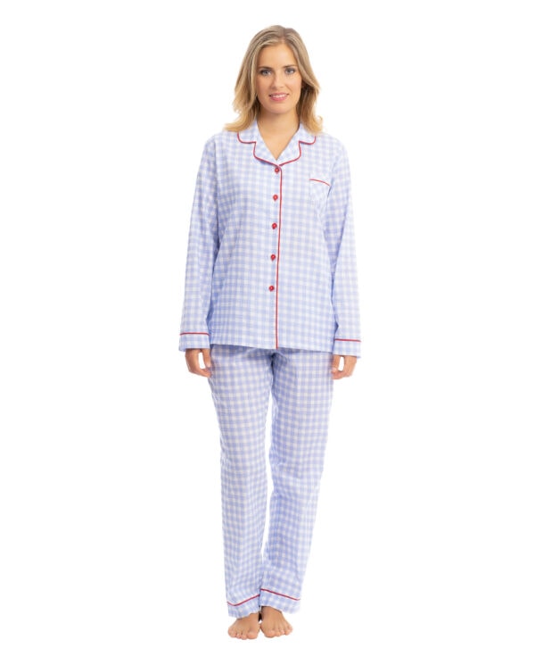 Pijama de mujer manga larga 100% algodón plumeti