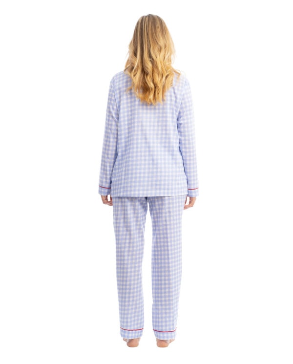 Vista trasera pijama largo Lohe dos piezas de algodón plumeti a cuadros