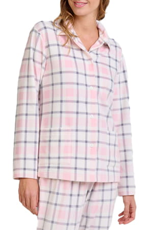 pijama largo abierto mujer rosa cuadros